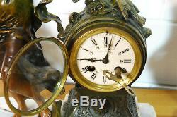 Antique French Clock Set Mantel Clock Shelf Mantel Louis Francois Moreau Marble