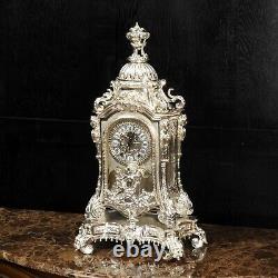 Antique French Clock Spectacular Louis XIV style Silvered Bronze Bracket Clock
