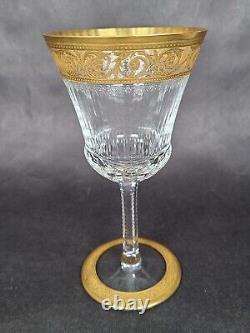 Antique French Crystal WINE Glass St Louis Thistle Gold Handmade Stemware 6-3/8