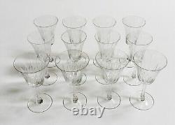 Antique French Cut Crystal Glasses pattern STL55 St. Louis. Set of 4+ 8