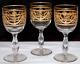 Antique French Cut Crystal St Louis Port Sherry Glass Set 3 Gold Encrusted