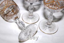 Antique French Cut Crystal ST LOUIS Port Sherry Glass SET 3 Gold Encrusted