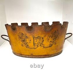 Antique French Empire Style Iron Yellow Painted Toleware Monteith c. 1920