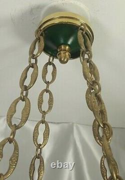 Antique French Empire Style Swans Gilt Bronze Chandelier Lamp Green Tole