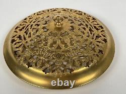 Antique French English Victorian Louis XIV Gilt Brass Ormolu Potpourri Lid Cover