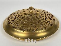 Antique French English Victorian Louis XIV Gilt Brass Ormolu Potpourri Lid Cover