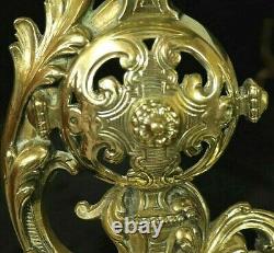 Antique French Fireplace Fender Bronze Victorian Andirons Rococo Louis xv