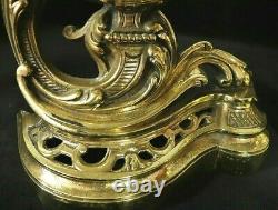 Antique French Fireplace Fender Bronze Victorian Andirons Rococo Louis xv