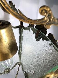 Antique French France Louis XV Hanging Lantern Putti Shell Acorn Ceramic Socket