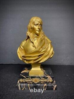 Antique French Gilded Bronze Bust Art Sculpture Young Napoleon Charles Corbet