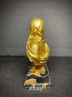 Antique French Gilded Bronze Bust Art Sculpture Young Napoleon Charles Corbet