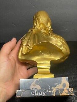 Antique French Gilded Bronze Bust Art Sculpture Young Napoleon Charles Corbet