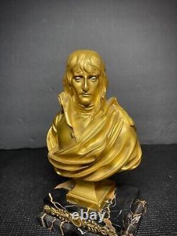 Antique French Gilded Bronze Bust Art Sculpture Young Napoleon Charles Corbet