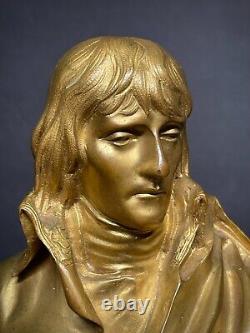 Antique French Gilded Bronze Bust Art Sculpture Young Napoleon Charles Corbet