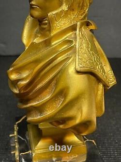 Antique French Gilded Bronze Bust Art Sculpture Young Napoleon Charles Corbet