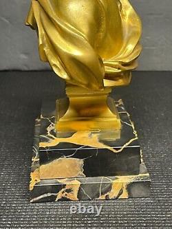 Antique French Gilded Bronze Bust Art Sculpture Young Napoleon Charles Corbet