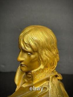 Antique French Gilded Bronze Bust Art Sculpture Young Napoleon Charles Corbet