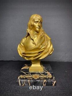 Antique French Gilded Bronze Bust Art Sculpture Young Napoleon Charles Corbet