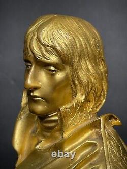 Antique French Gilded Bronze Bust Art Sculpture Young Napoleon Charles Corbet