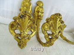 Antique French Gilt Bronze 2 pairs Curtain Tiebacks Holder Hooks Louis XV 19th