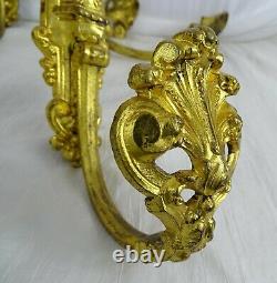 Antique French Gilt Bronze 2 pairs Curtain Tiebacks Holder Hooks Louis XV 19th