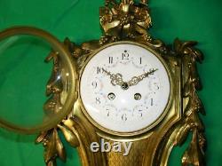 Antique French Gilt Bronze 8 Day Louis XVI Style Cartel Wall Clock A. D Mougin