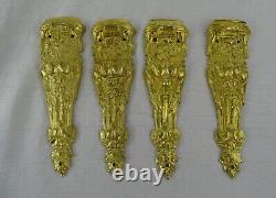 Antique French Gilt Bronze Furniture Hardware Decorative Furnishing 4 pcs