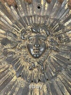 Antique French Gilt Bronze Louis XIV Medallion Sun King Ornament Rococo Mount