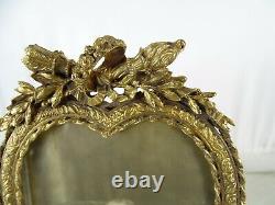 Antique French Gilt Bronze Picture Frame Louis XVI Style Heart-Shaped