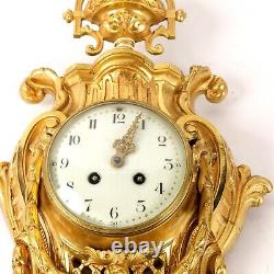 Antique French Gilt Bronze Wall Hanging Clock Louis XVI Style Late 19th Century