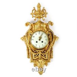 Antique French Gilt Bronze Wall Hanging Clock Louis XVI Style Late 19th Century