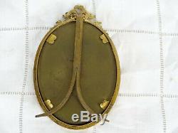 Antique French Gilt Dore Bronze Oval Picture Frame Louis XVI Ribbon