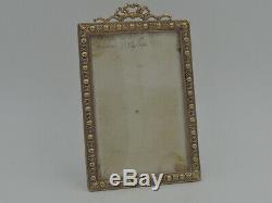 Antique French Gilt Ormolu Beaded Brass Photo Frame 4 x 2 1/2 Picture Louis XV