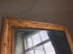 Antique French Gold Leafed Square Mirror c1800 Louis XVI nicely foxed