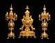 Antique French Gold Plated Bronze Louis Xvi Clock And Candelabra 1850-1899