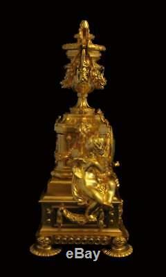 Antique French Gold Plated Bronze Louis XVI Mantel Clock By Charles Dutertre