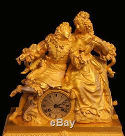 Antique French Gold Plated Bronze Louis XVI Mantel Clock By Chavanon A Rennes