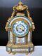 Antique French Goret A Paris Gilt Bronze Porcelain Mantel Clock. Gorgeous Blue