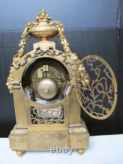Antique French Goret A Paris gilt bronze porcelain mantel clock. Gorgeous Blue