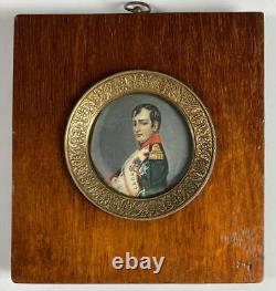 Antique French Grand Tour Portrait Miniature Napoleon aprés Jacque-Louis David