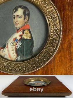 Antique French Grand Tour Portrait Miniature Napoleon aprés Jacque-Louis David