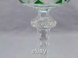 Antique French Green Cut to Clear & Raised Gold Crystal Hock Wine Glass