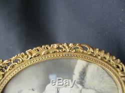 Antique French Heavy Bronze Oval Photo Frame Louis XVI Superb Double Pattern XIX