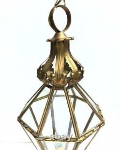 Antique French Lantern Toleware Louis XIV style Golden Crown top octagonal
