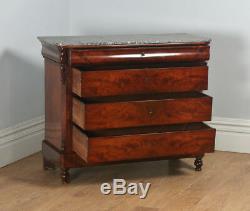 Antique French Louis Flame Mahogany & Marble Commode Chest of Drawers (c. 1850)