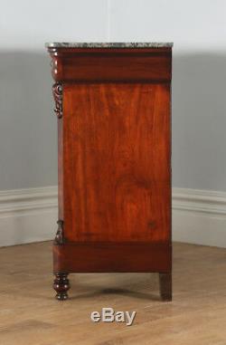 Antique French Louis Flame Mahogany & Marble Commode Chest of Drawers (c. 1850)