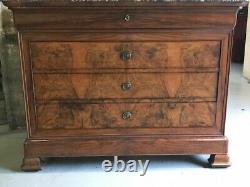 Antique French Louis Philippe Burled Walnut Commode Circa 1840