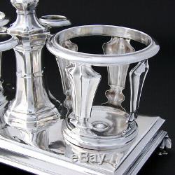 Antique French Louis Philippe Era Sterling Silver 13 Oil & Vinegar Cruet Stand