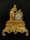 Antique French Louis Philippe Gilt Bronze Figural Clock With Nobel Lady C1840