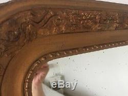 Antique French Louis Philippe Gold Mantle Mirror Distressed Foxed 59x44cm m271